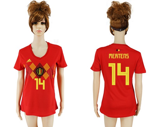 Women's Belgium #14 Mertens Red Home Soccer Country Jersey